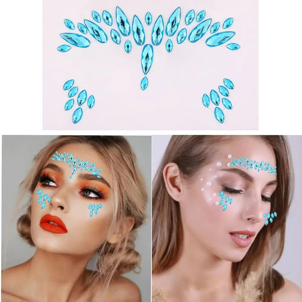 Mermaid Crystal Face Stickers Crystal Glitter Mermaid Face Gems Rhinestone Body Temporary Tattoos Rhinestone Stickers