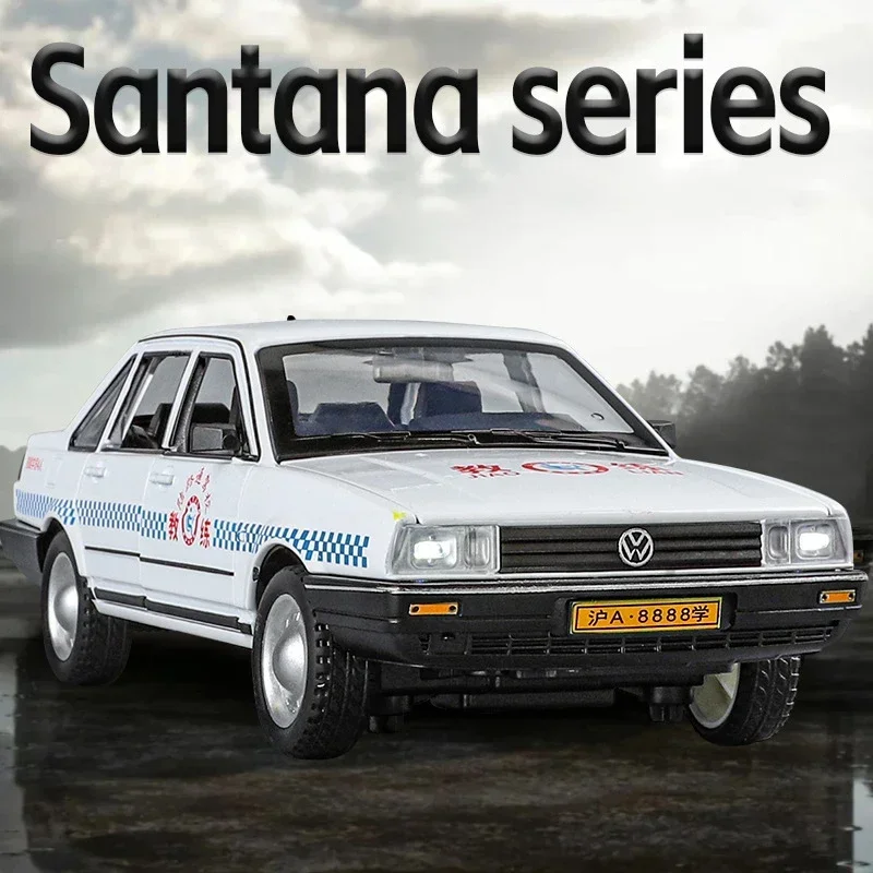 1:24 Santana Police Alloy Model samochodu Zabawka Diecasts Odlewanie metalu Dźwięk i światło Zabawki samochodowe dla dzieci Pojazd