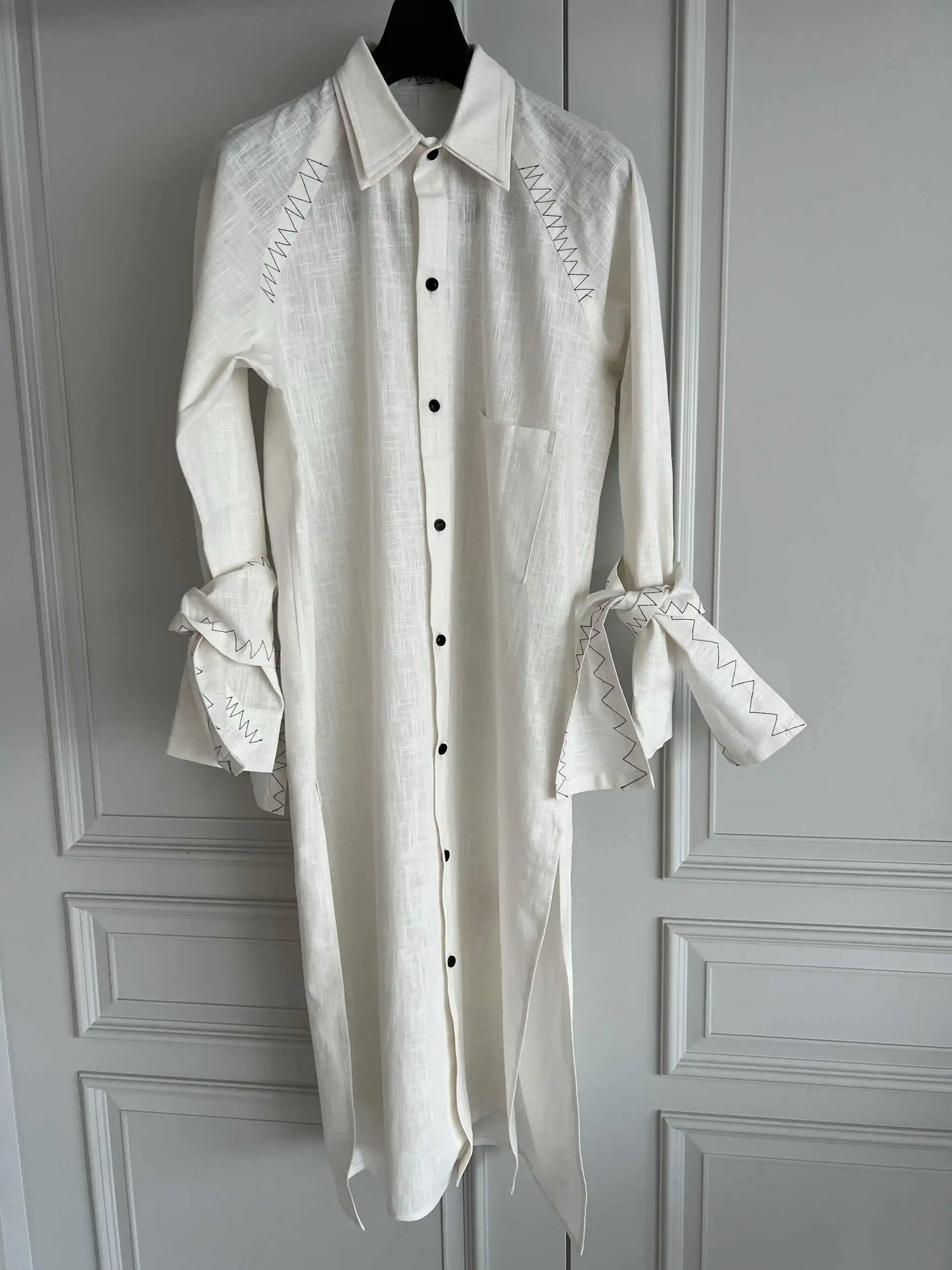 TOP-YAMAMOTO original Design 24SS LOOK29 mid-length irregular stitching design shirt