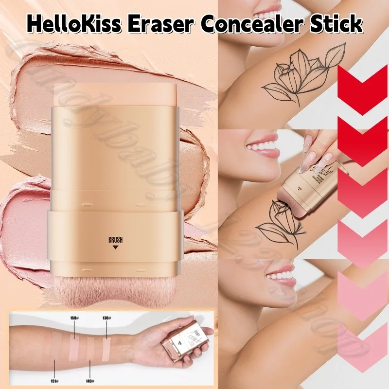 HelloKiss Eraser Concealer Stick Waterproof Sweat-proof Covering Pockmarks Tattoo Double Head Concealer 12g