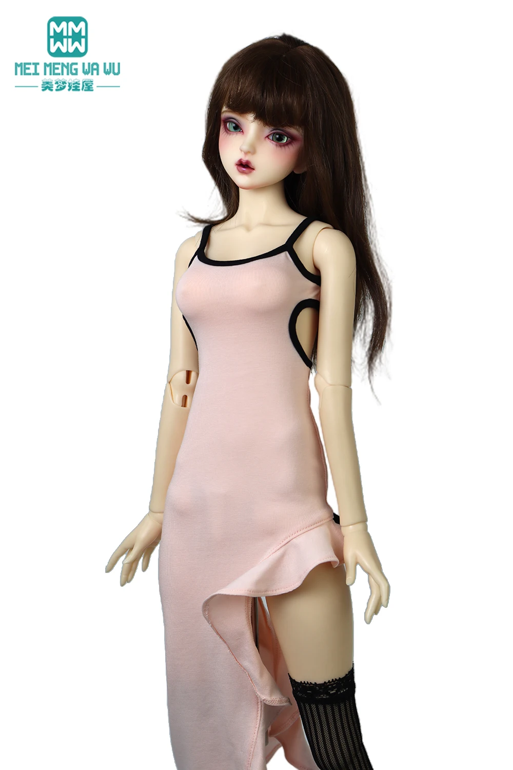 يناسب 1/3 1/4 BJD SD DD MSD ملابس الدمى فستان مكشكش أنيق أبيض، وردي، أسود هدية فتاة