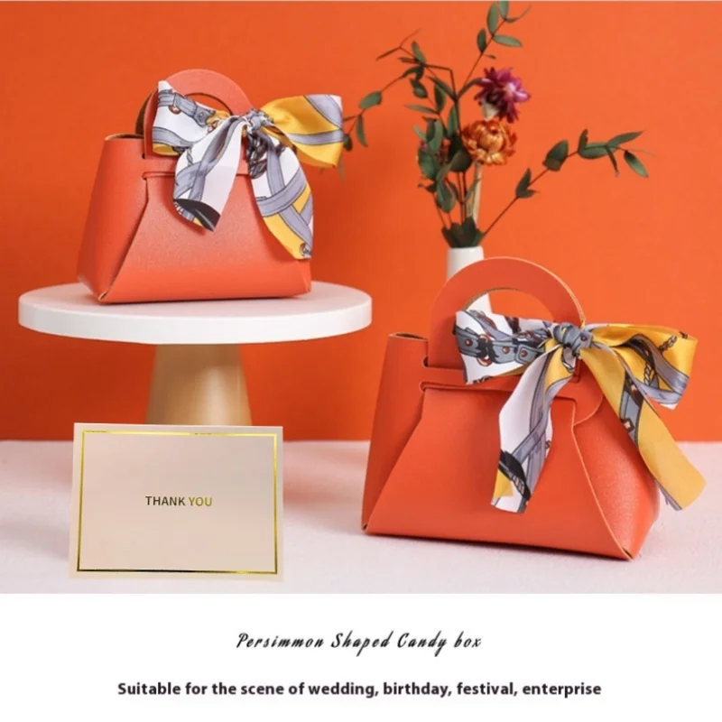 

5 High Quality Leather Candy Bag With Ribbon Card Wedding Birthday Anniversary Christmas Graduation Party Supplies Mini Gift Box