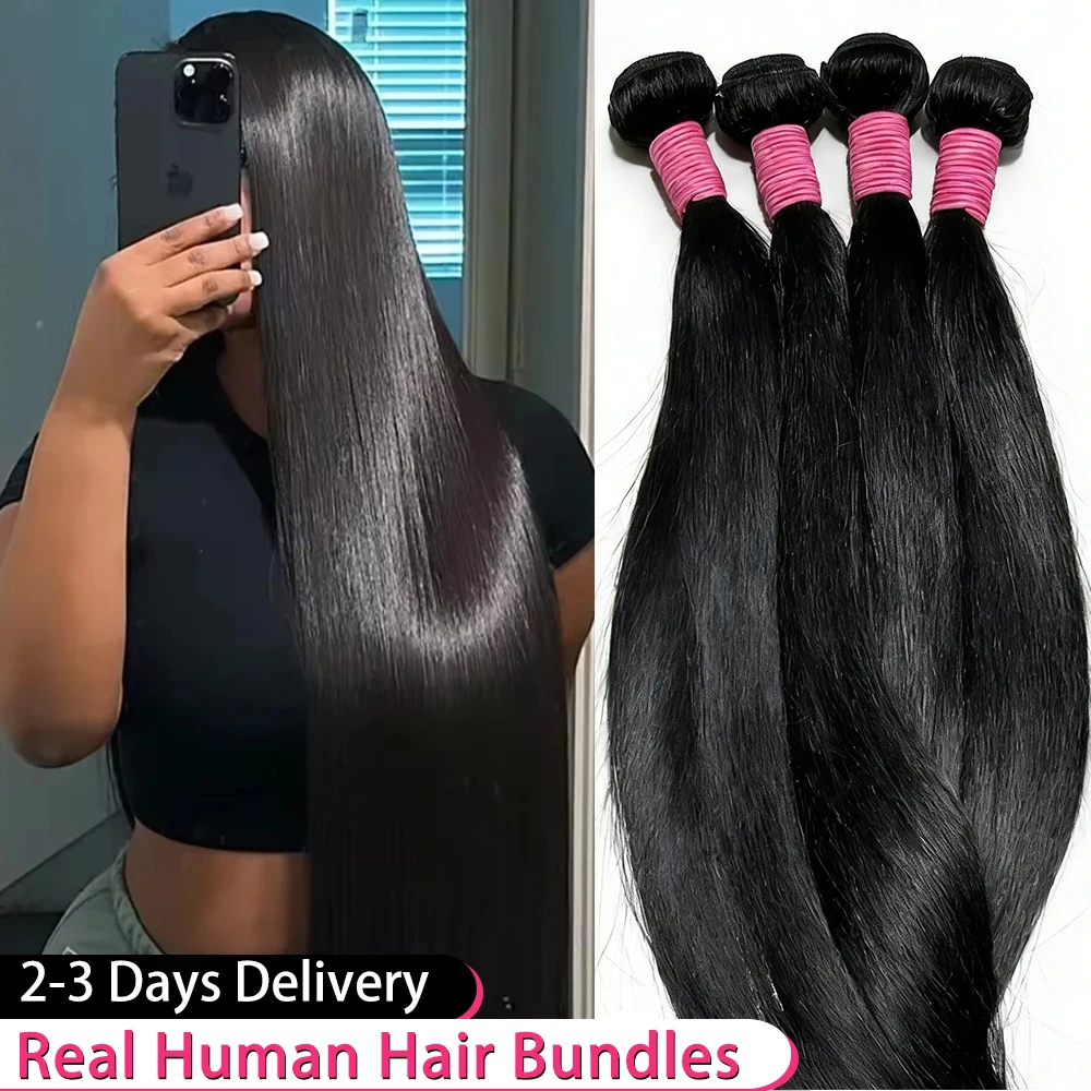 

14A Raw Straight Human Hair Bundles Real Human Hair Bundles 30 40 Inch Unprocessed Black Virgin Hair Extensions Bundles Quality