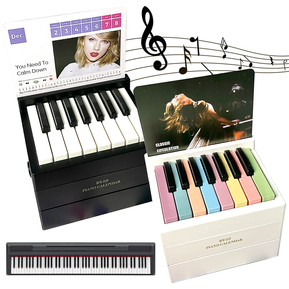 

Taylor Piano Calendar 2025 Music Sheets Desktop Peripheral Ornaments with 27 Music Calendar Cards 52 Songs Gift for Fans