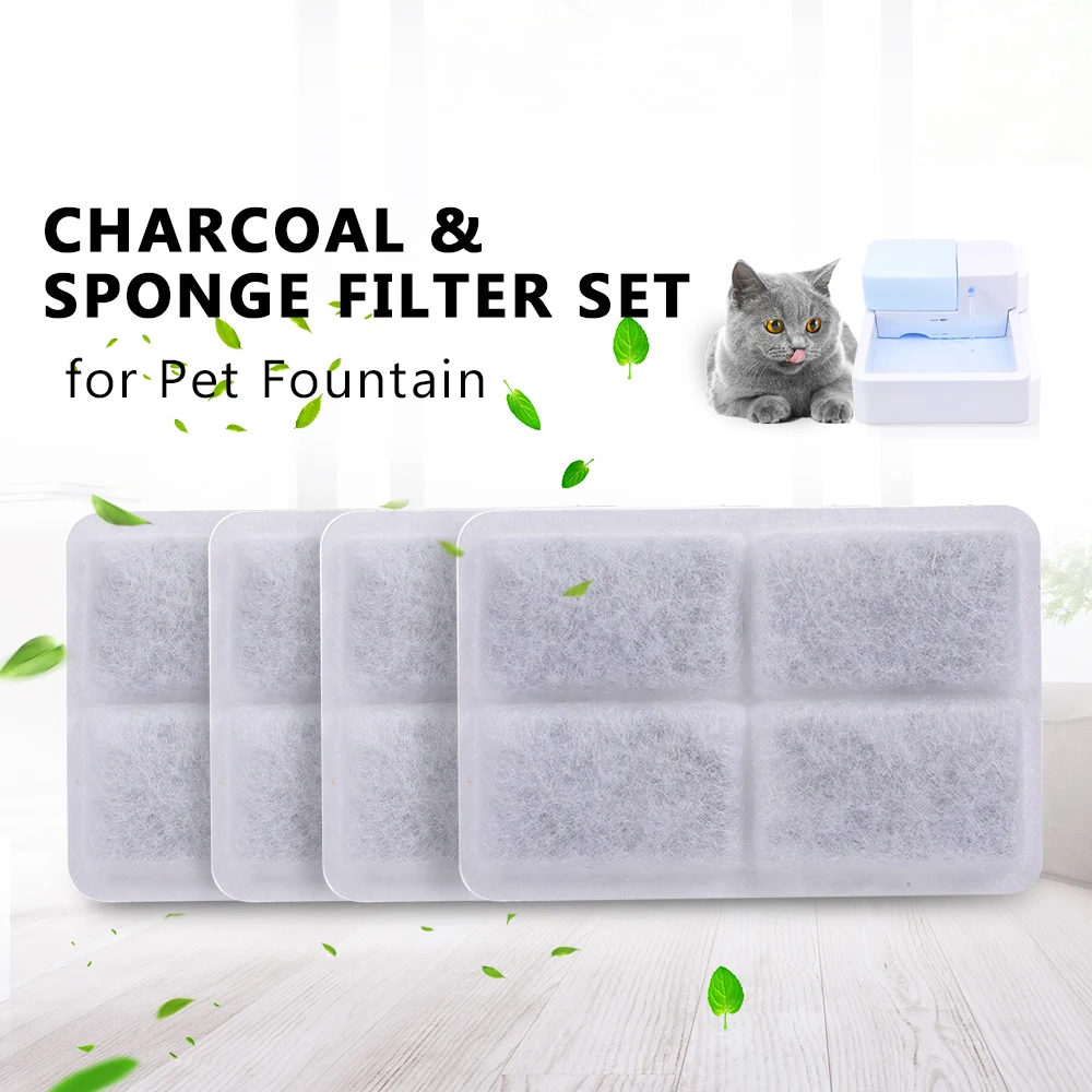 3PCS/4PCS Charcoal Water Filter and Sponge Filter set for Pet Fountain Dogs Cats Water Dispenser Pet Accessories