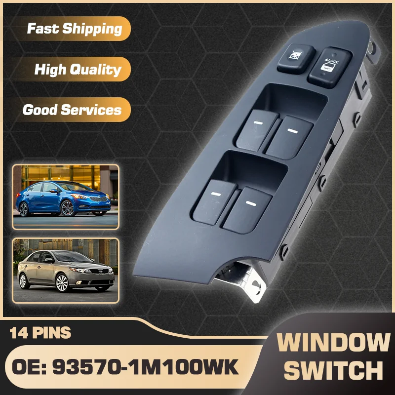 

Electric Power Master Window Control Switch For Kia Forte TD MK1 Kia Forte5 TD MK1 2010-2013 93570-1M100WK 93570-1M100 14 Pins