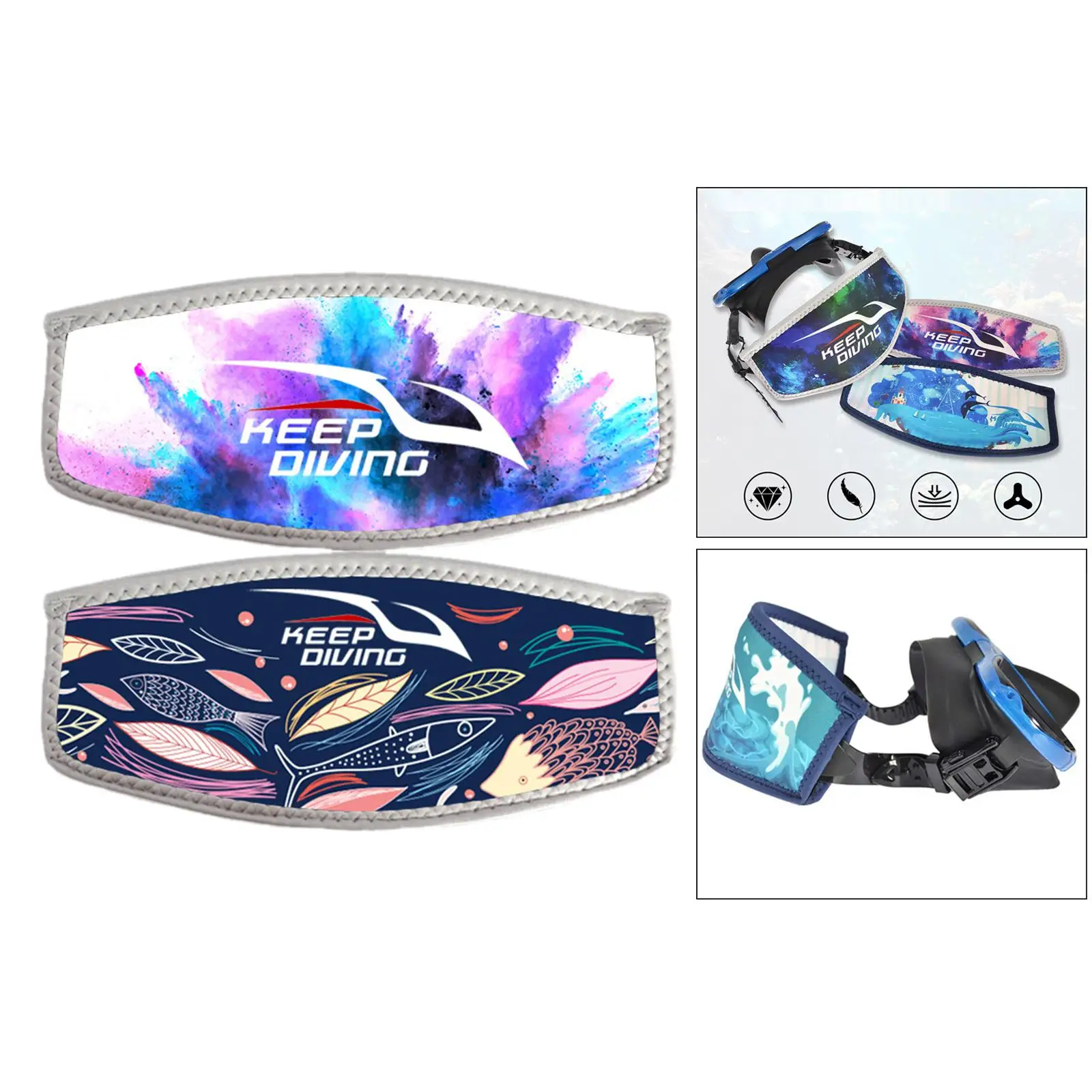 

3xReplacement Padded Mask Strap Cover Scuba Diving Free Dive Pink Purple