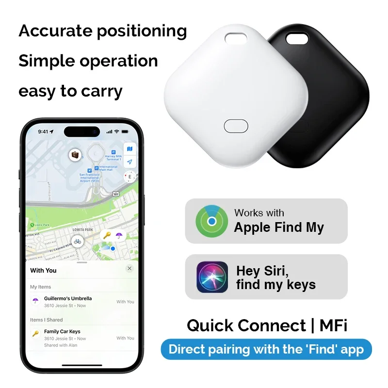 

Smart Bluetooth GPS Tracker Work with Apple Find My APP ITag Anti Lost Reminder Device MFI Rated Locator Car Key Pet Kids Finder