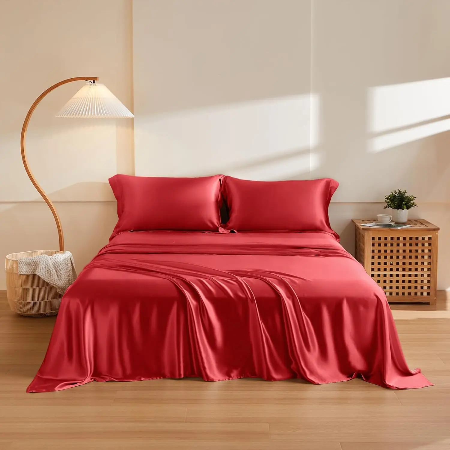 

Thxsilk Silk Sheet Set 4 Pcs, 6A+ Top Grade 100% Natural Mulberry Silk Bed Sheets, Luxury Bedding Sets -Ultra Soft Durable, 1