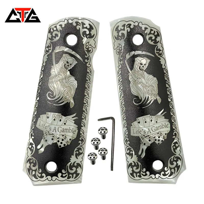 CTG 1911 Grips Ambi Cut Full Size Grips Engraved Kimber Logo