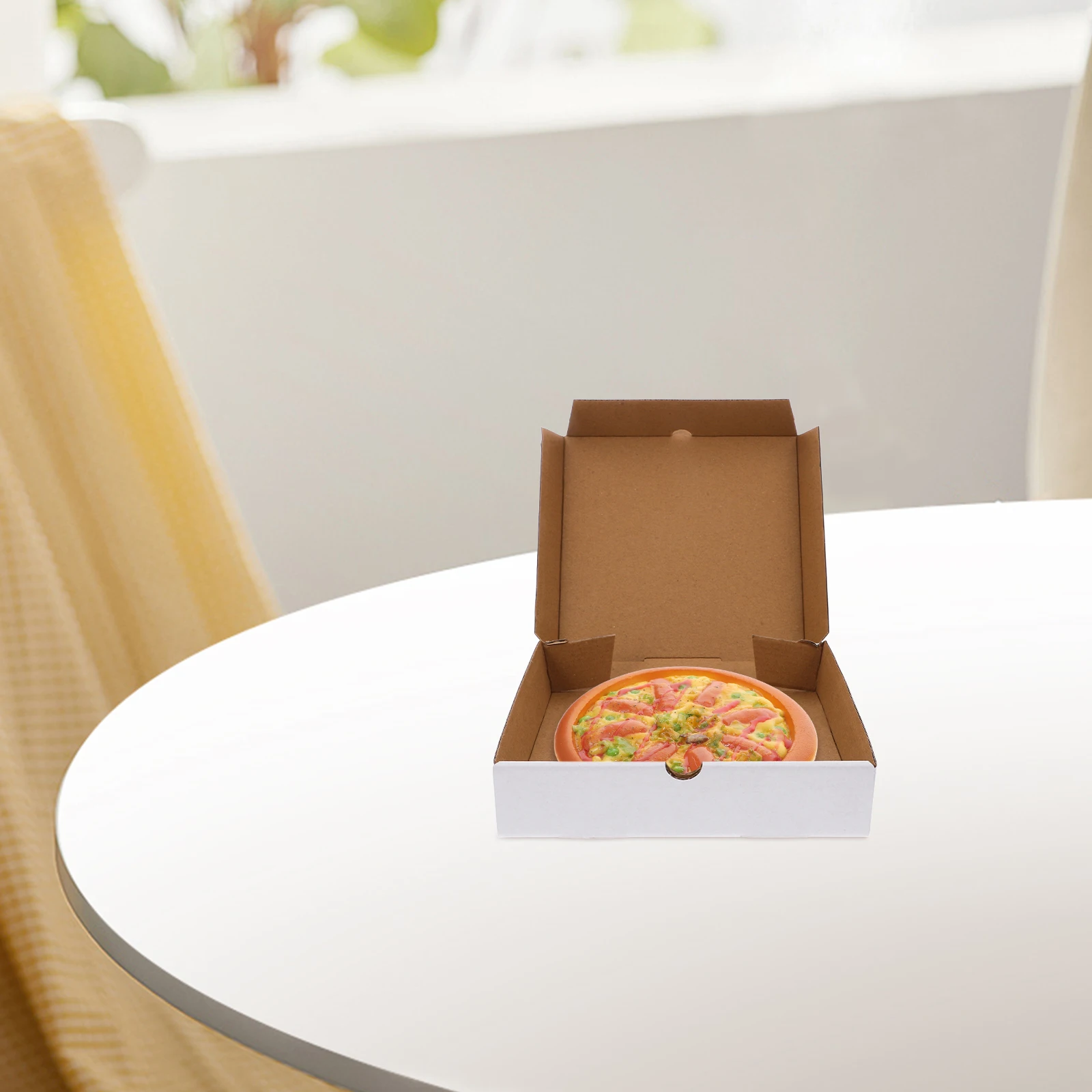 

30Pcs White Kraft Pizza Boxes Small Corrugated Cardboard Durable Takeaway Packaging Pizza Box Oven Safe Reusable