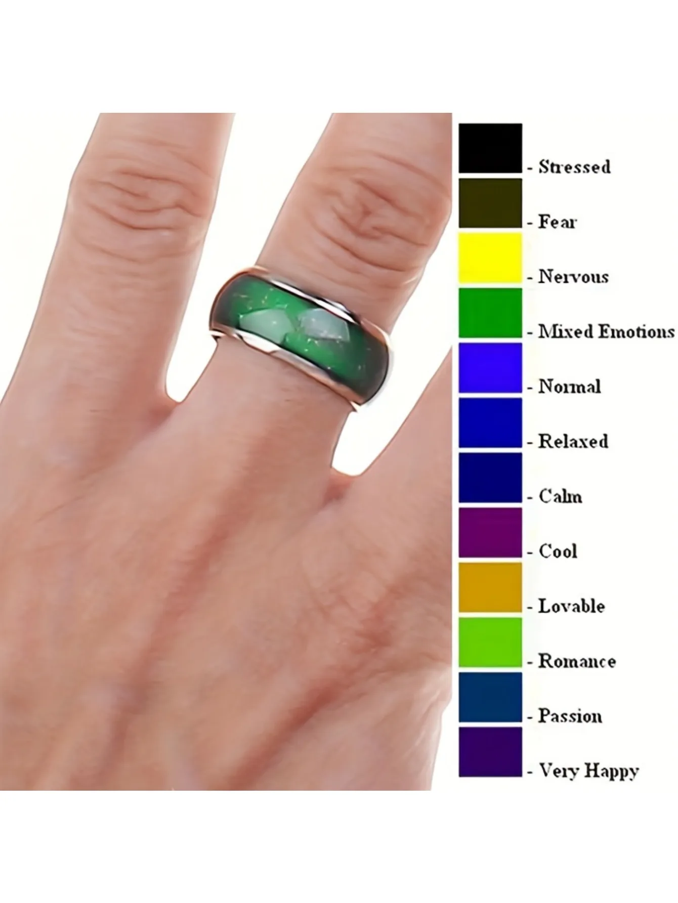 1Pc mood ring inlaid with heat-changing strap with daily clothing party accessories as a gift for family and friends