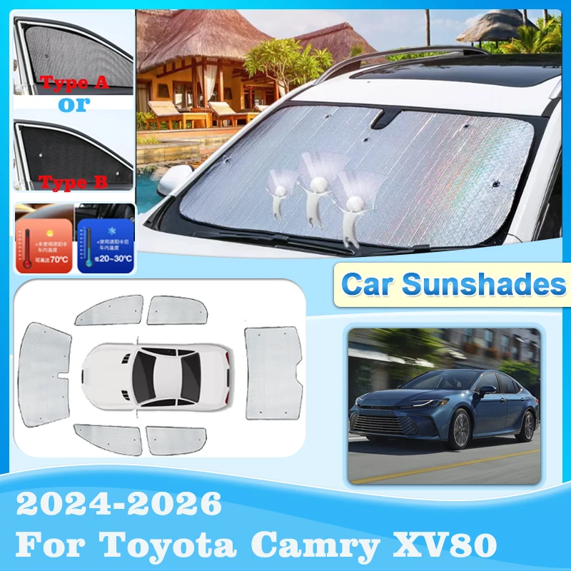 

Car Coverage Sunshades For Toyota Camry XV80 2024 2025 2026 Sunscreen Window Sunshade Covers Shading Curtain Visor Accessories