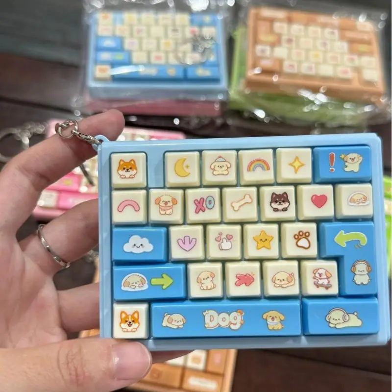 Stress Relief Keyboard Keycap Keychain 26 Grid Soft Fidget Toy for Bags Cars Students Party Favors