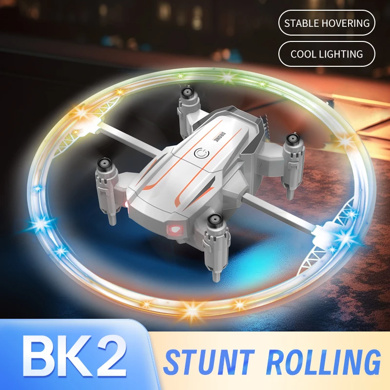 Mini RC LED Stunt Rolling Drone BK2 With Colorful Lighting Professional Quadcopter Fixed Height Miniature Drones Toys for Boys