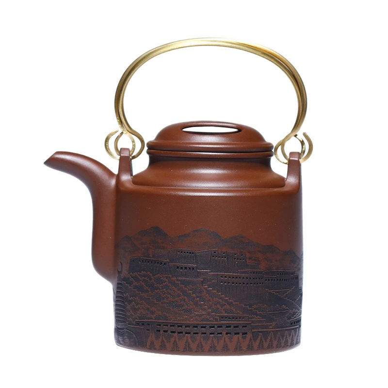 

All handmade, ancient, large, Chinese tea maker, gifts, high-end, purple mud engraving, purple clay pot