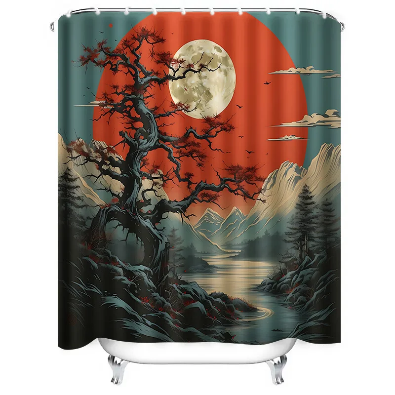 Beautiful Landscape Shower Curtain Artistic Wall Hanging Decor Home Textile for Bathroom Unique Design Home Decor Essential