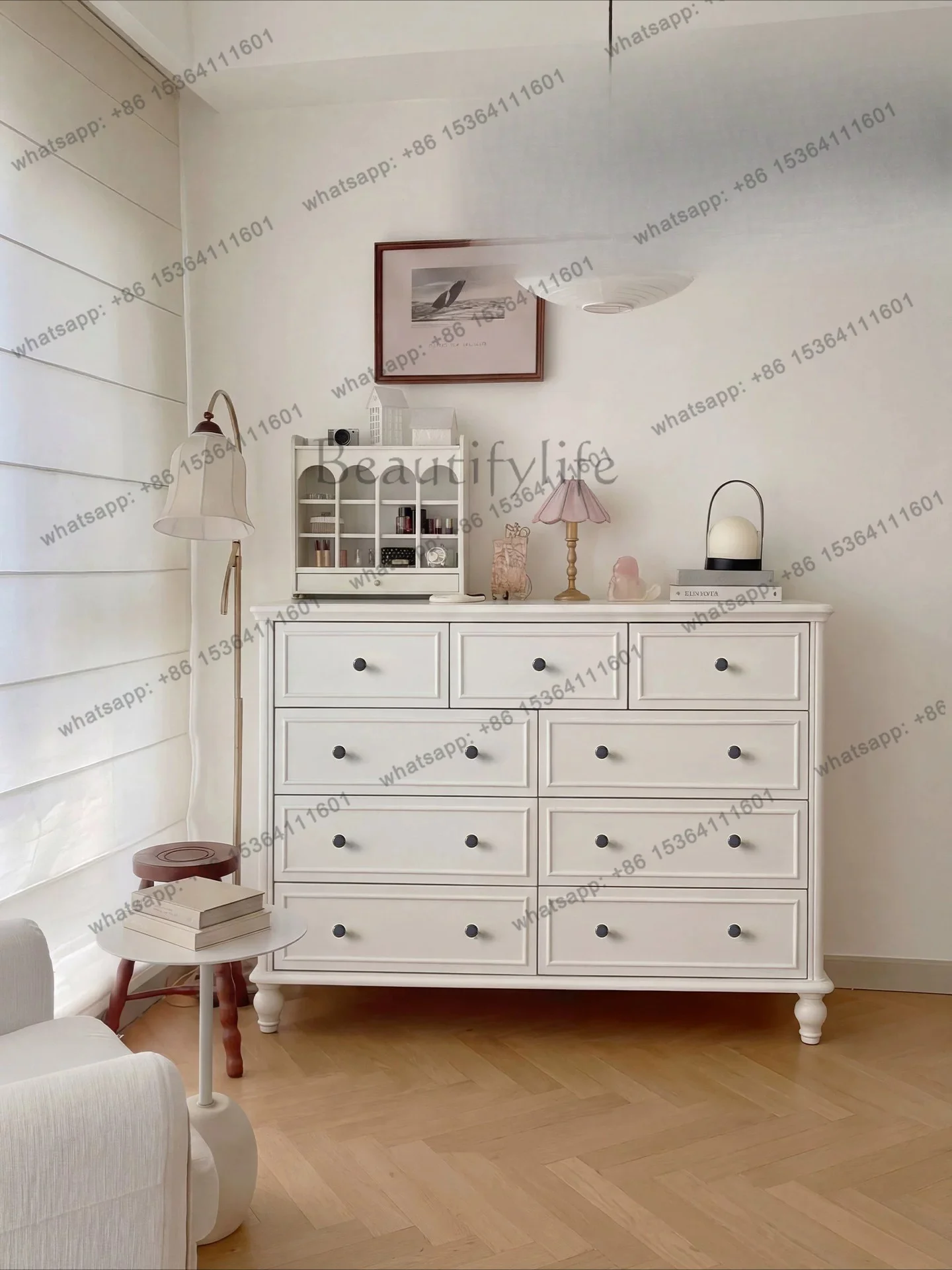 

American solid wood nine-chest cabinet bedroom bedside storage cabinet