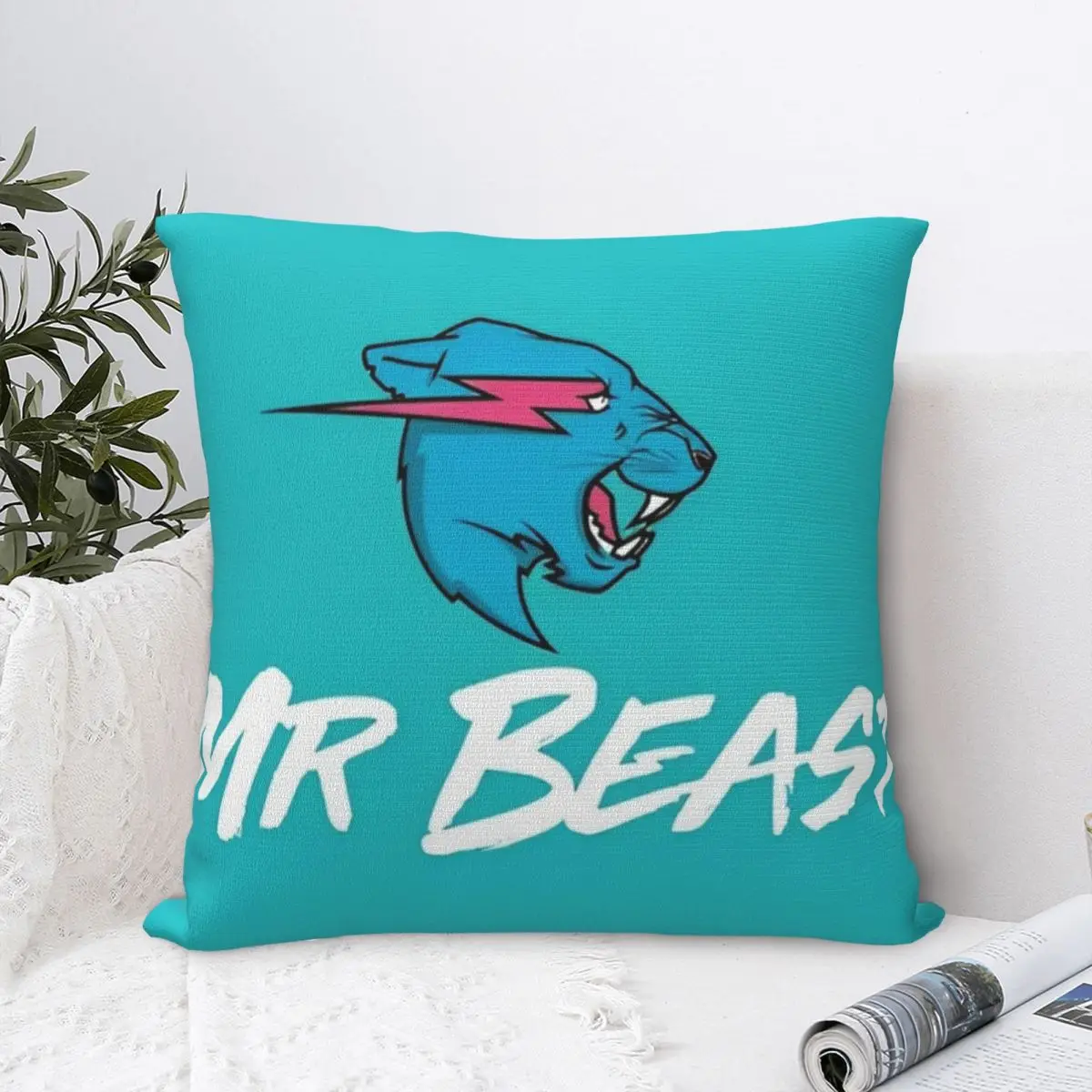 Mr Beasts Printed Pillowcase Cushion Cover Throw Pillow Cover New Style Bedroom Decoration Square Multi-Size