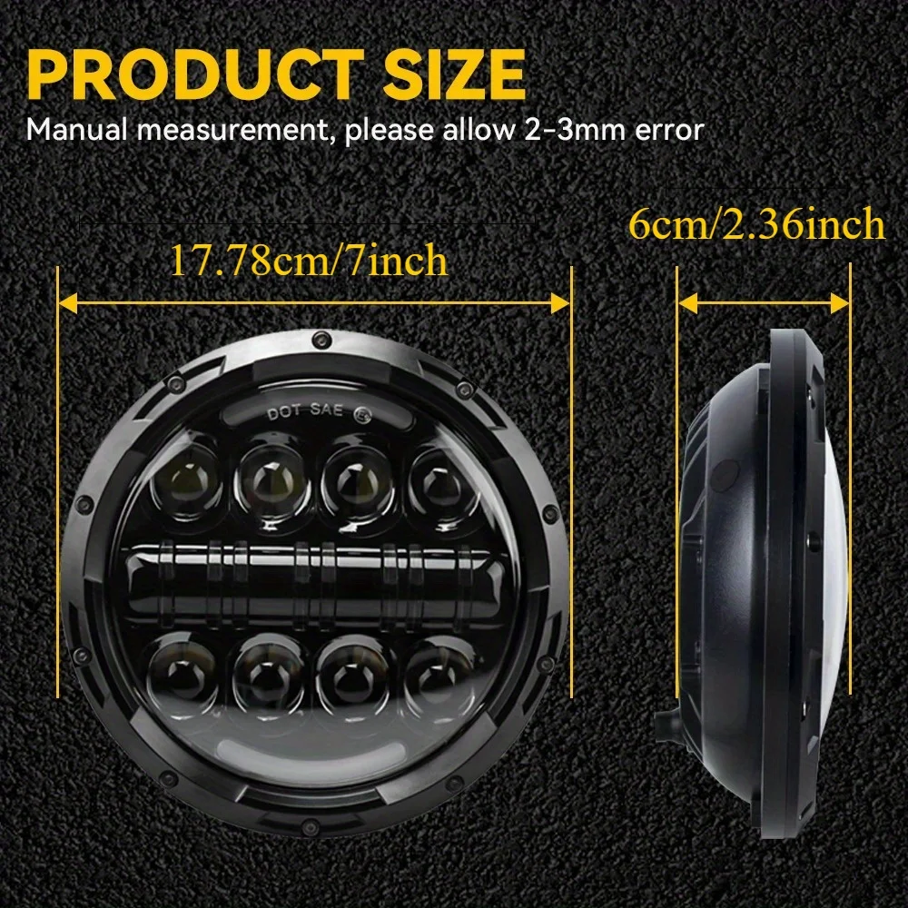 A Versatile Auxiliary Fog Light for Motorcycles, Featuring 16 High-Brightness LED Bulbs, 7 Inches in Size, 60W Power, And an H4