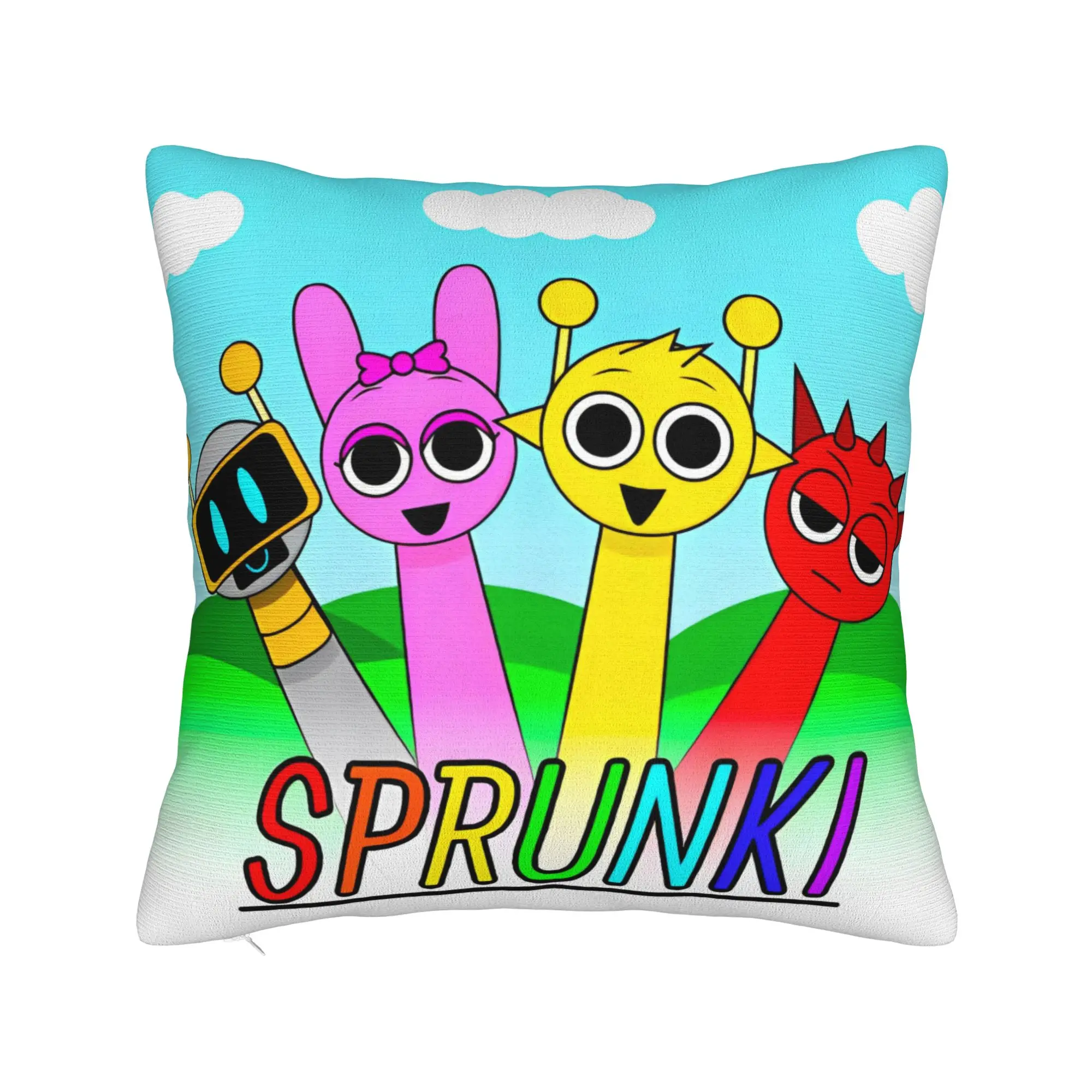 Sprunki Game Pillowcase Polyester Cushion Cover Gift Pinki Raddy Simon Throw Pillow Case Cover Home Square 45*45cm