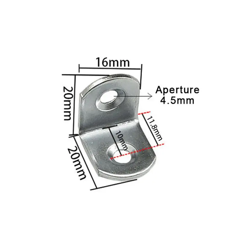 20pcs Carbon Steel L Brackets - Small Right Angle Corner Brace For Shelves, Wood Furniture, Chair