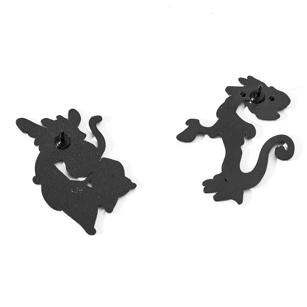 2 PCS Creative Brooch Cartoon Fashion Mushu Metal Badge Jewelry Clothing Backpack Accessories Gift For Friends