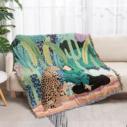 Rainforest Tiger Color Geometric Pattern Sofa Throw Blanket Abstract Decorative Hanging Tapestry Blankets Rug Home Decor