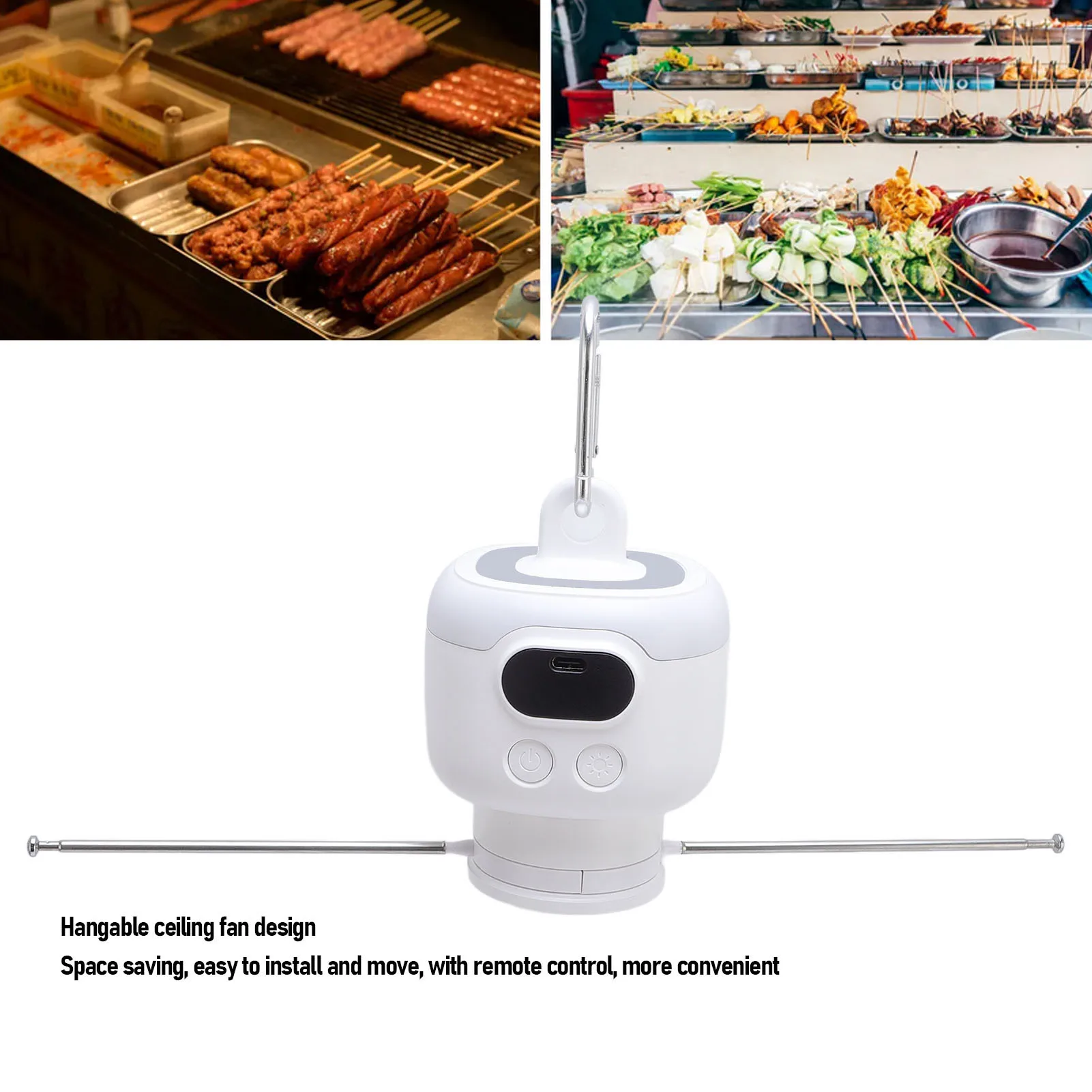 

Fly Repelling Hanging Fan USB Adjustable Quiet Electric Fly Repelling Food Fan with Remote Control for Kitchen Deli Shop Outdoor