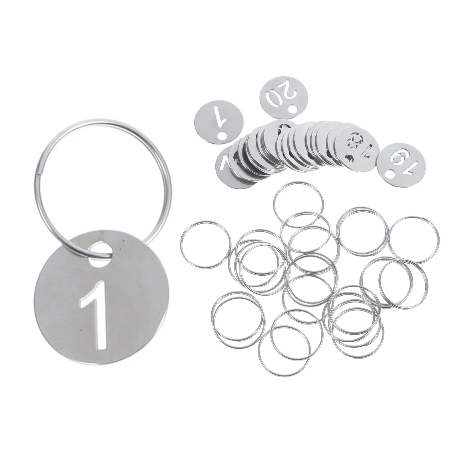 20Pcs Metal Numbered Key Tags Stainless Steel Hollow Engraved 1-20 Compact Lightweight for Fitness Center Sauna Hotel Dormitory