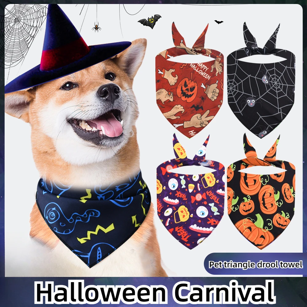 

Pet Drool Bib Halloween Ghost Festival Bib Cat Dog Universal Pet Triangle Scarf Scarf