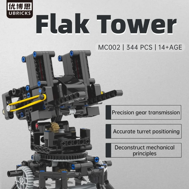 

Конструктор Ubricks RC Tower: Военная электрическая пушка-антиавиационная установка, набор строительных блоков для детей, подарок на Рождество