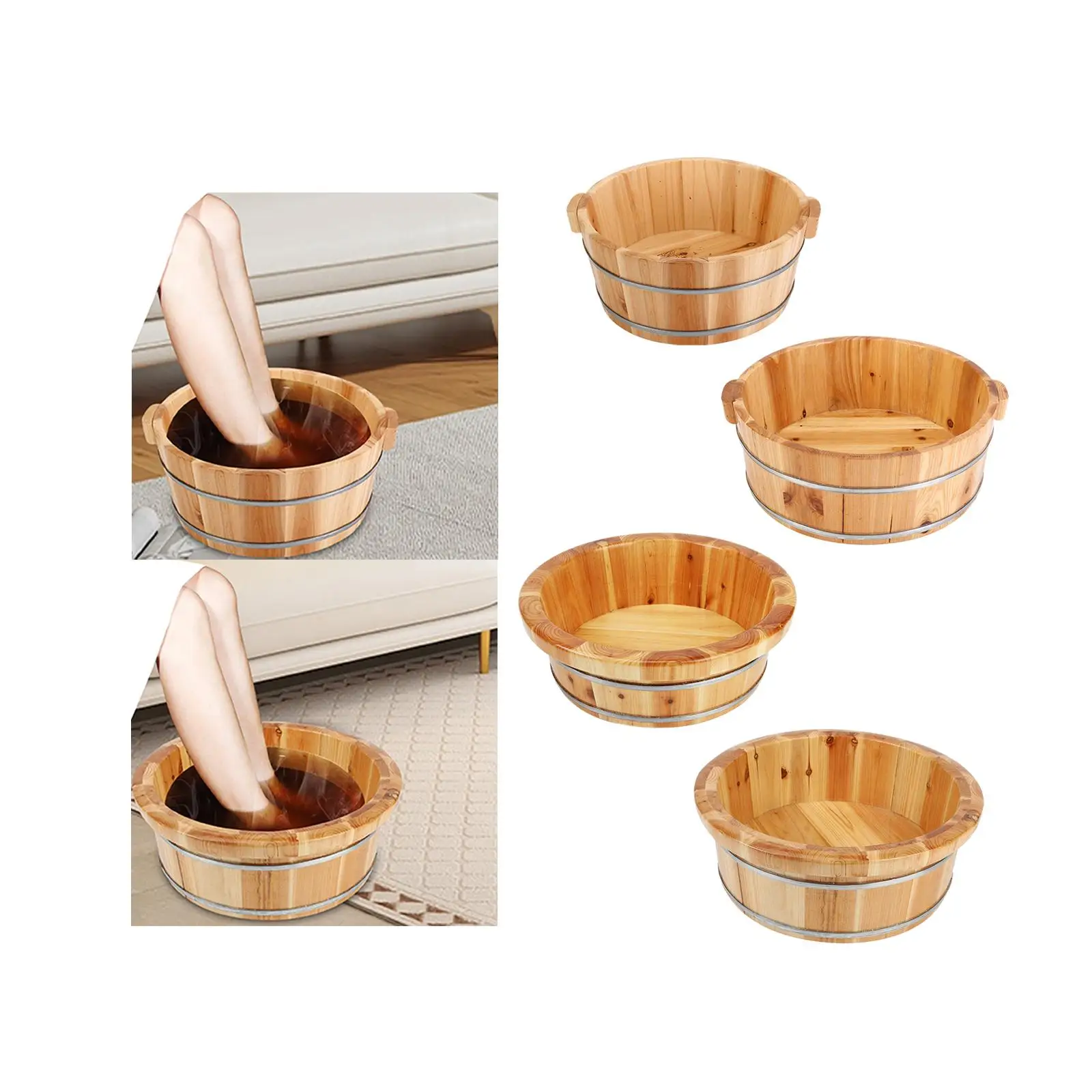 

Wood Footbath Basin Basin Tub Thicken Barrel Foot Bath Basin Footbathing Sooth Surface Handmade Reusable Wooden Wood Foot Tub