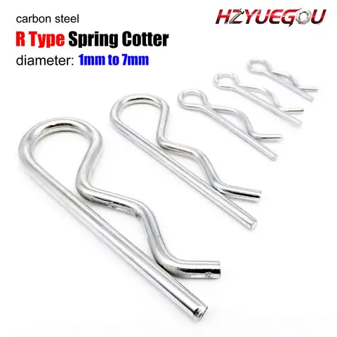 HZYUEGOU M1 M1.2 M1.6 M1.8 M2 M2.5 M3 M4 M5 M6 M7 Steel R Type Spring Cotter Pin Wave Shape Split Clip Clamp Hair Tractor Pin