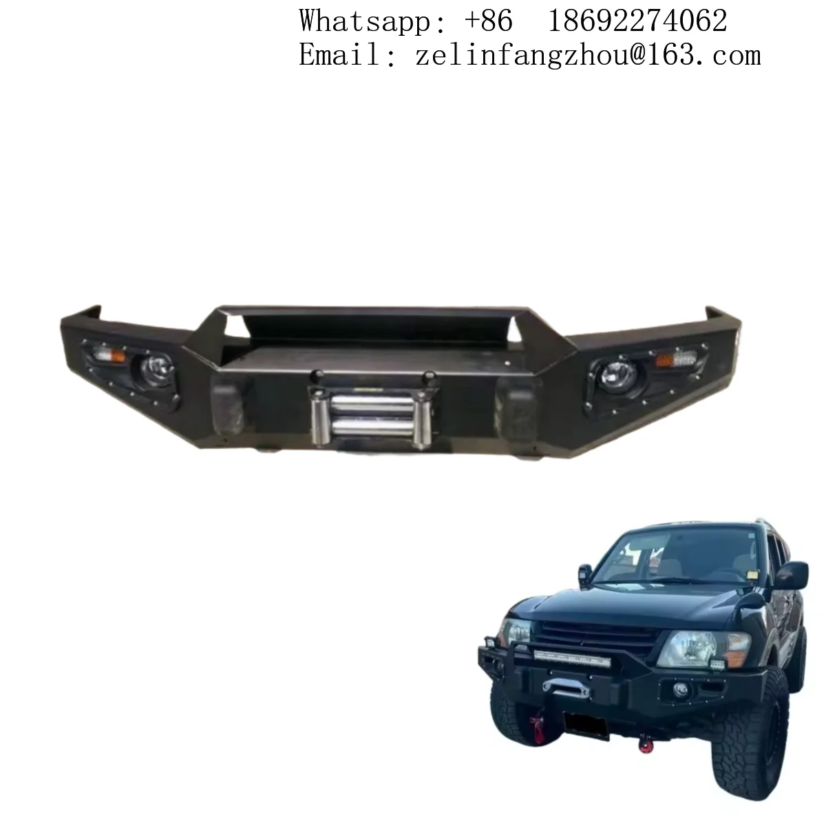 

Стальной передний бампер с вырезами под буксировочный крюк для Mitsubishi Pajero Montero V60 V70 V73 V77, внедорожный, усиленный.