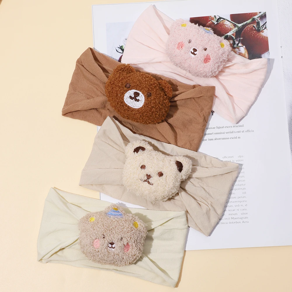 Plush Bear Headbands for Girls Cartoon Animal Hair Band Newborn baby Soft Elastic Party Headwear Hair Accessories for Girls Kids