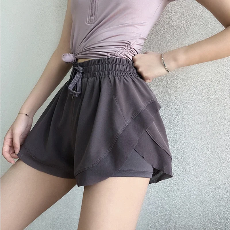 

Summer Women Sport Shorts High Waist Tennis Badminton Running Yoga Shorts Sexy Lace Loose Quick Dry Gym Workout Security Shorts