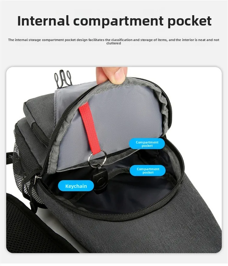 New Men's Crossbody Bag, Fashionable and Multi-functional Chest Bag, Fresh Single-shoulder Bag for Outdoor Leisure Travel