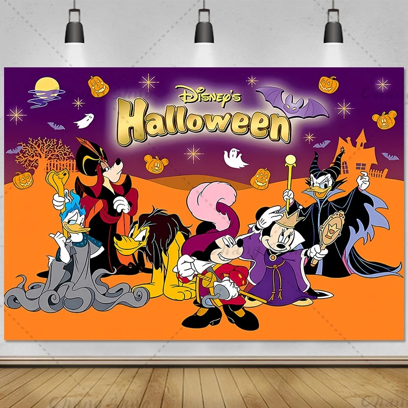 Cartoon Mickey Mouse Backdrop Halloween Kids Birthday Party Decorations Photograhy Background Baby Shower Banner Photo Studio