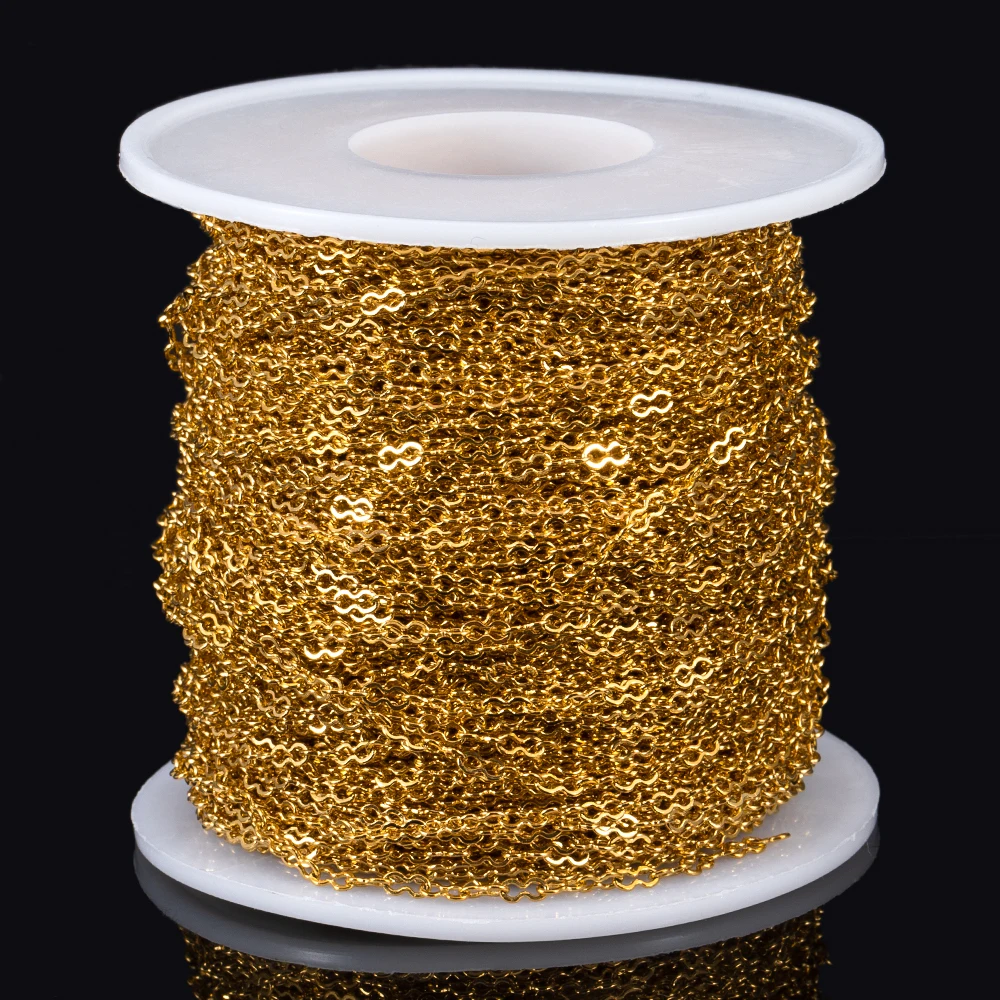 1Meter Stainless Steel Double Loop Link Chain Round 8 Shape 2mm Necklace Chain DIY Handmade Bracelet Material Jewelry Findings