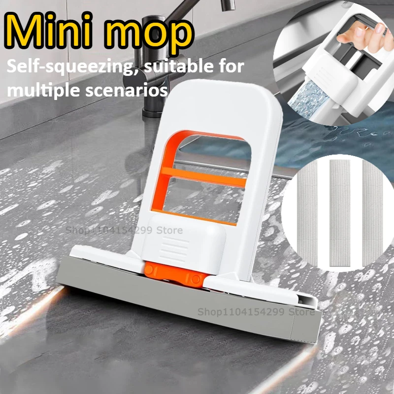 Mop Sponge Sets Self Squeezing Mini Desktop Cleaning Folding Mop Bathroom Kitchen Floor Car Durable Home Cleaning Accessories​