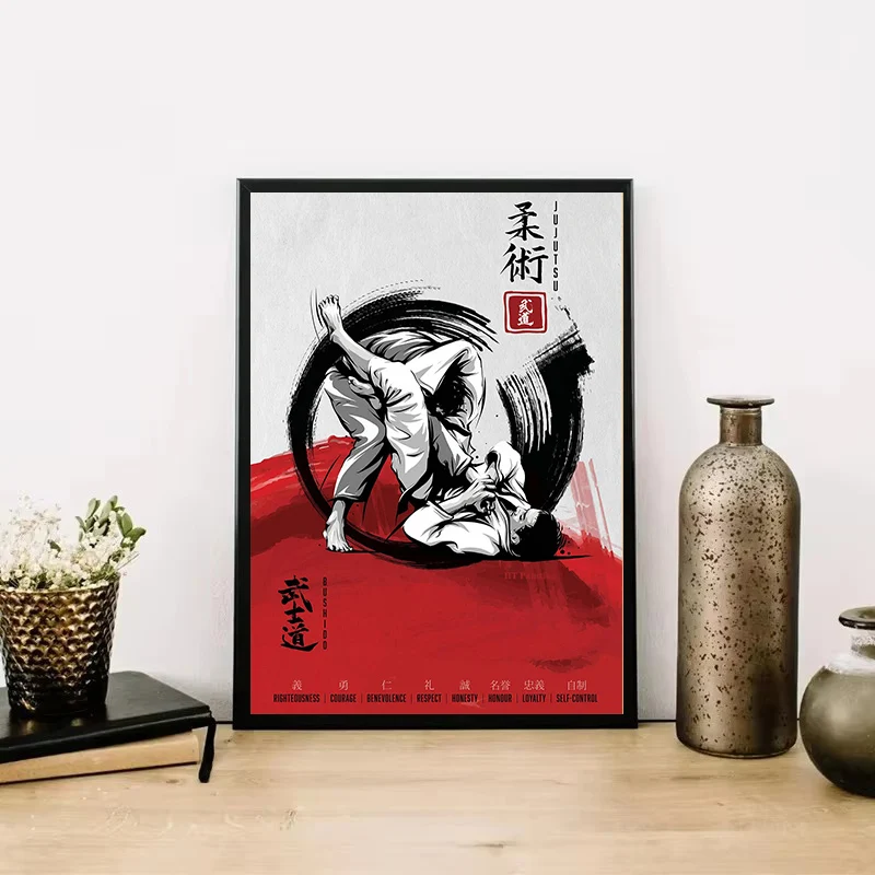 Japan Judo Canvas Painting Aikido Jiu Jitsu Judo Karate Poster Wall Pictures for Living Room Dojo Room Decor Gift Cuadros