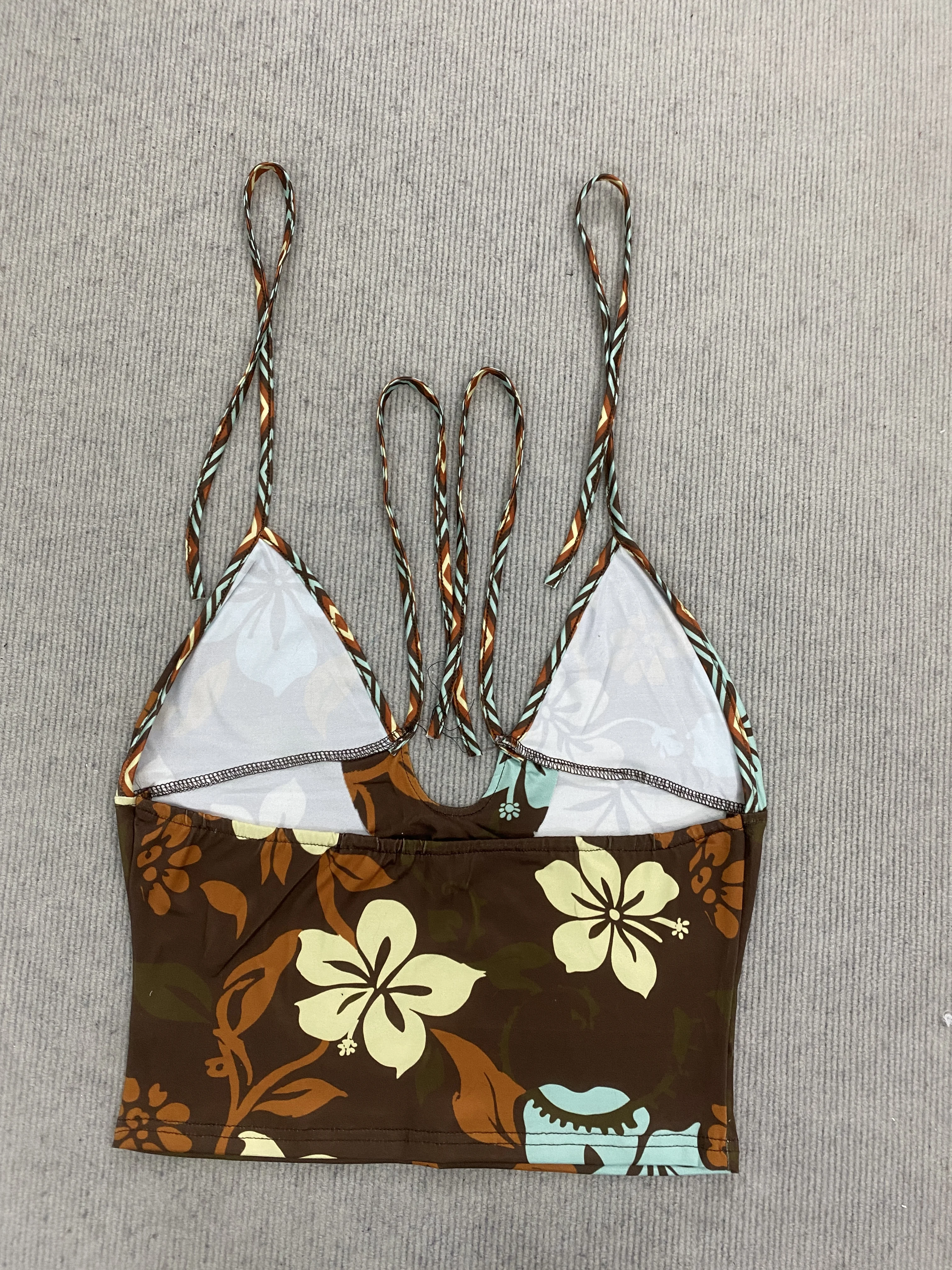 Damen Neckholder-Bikini-Set Zweiteiliger Badeanzug mit seitlichem Bindeband Design Sommer Strand Urlaub Küstenresort Outfit Alltag – Detail 3