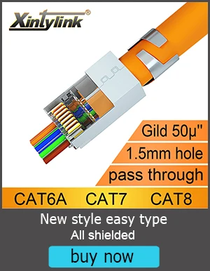 Xintylink RJ45-Stecker Ethernet-Kabelstecker Cat7 Cat6a Männlich Netzwerk Vergoldet 50u 8P8C Metallgeschirmt STP-Buchse Lastleiste 1,3mm – Detail 6