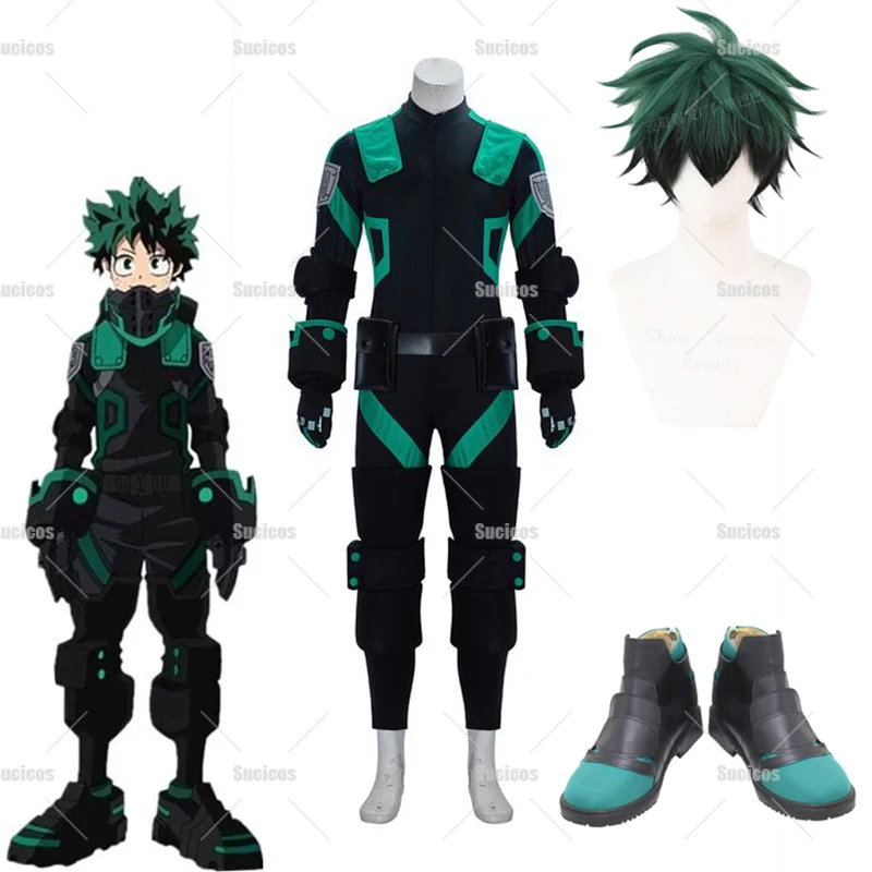 

Hero Academy World Heroes Mission Izuku Midoriya Deku Косплей Костюм Парик Боевой Костюм Женщины Мужчины Хэллоуин Обувь Для Ролевых Игр