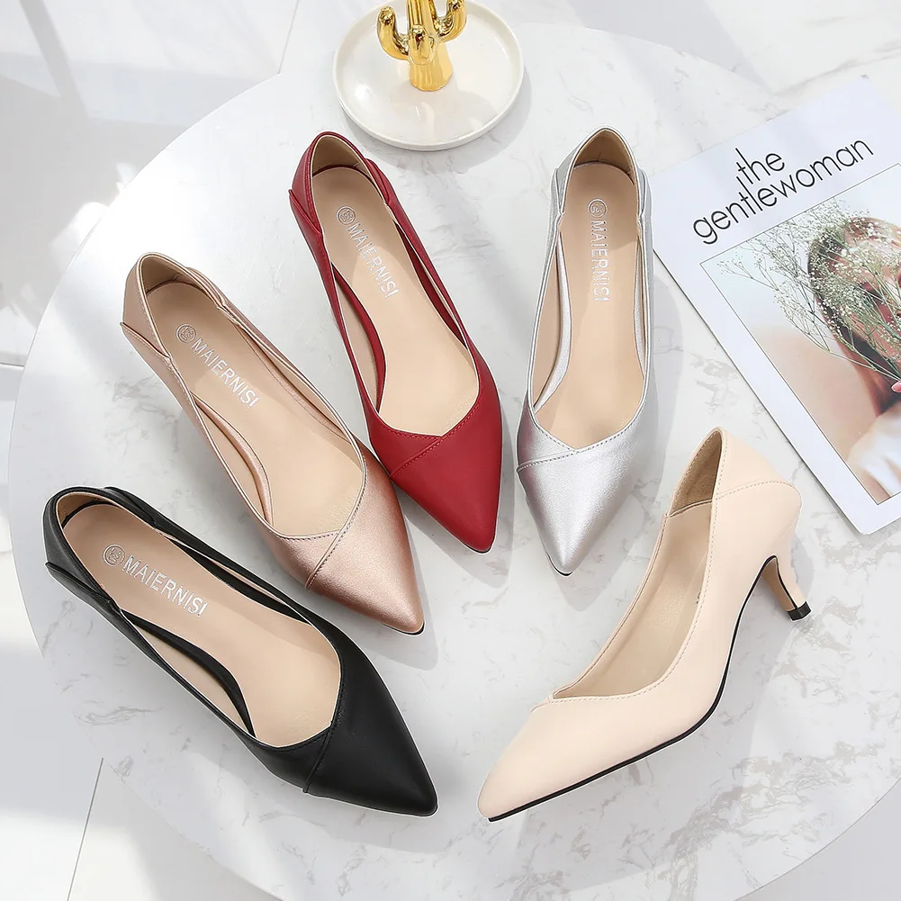 

Pointed Stiletto High Heels Shoes Sexy Shallow Mouth Single Shoes Plus Size 46 Women's Work Dress Shoes High Heel Pumps