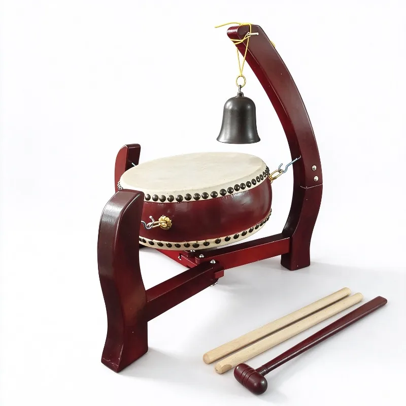 Cowhide Drum Set 7/8 Inch Drums with Bell Desktop Home Practice Mini Drum with Bracket Adult Beginners Musical Instrument Drums