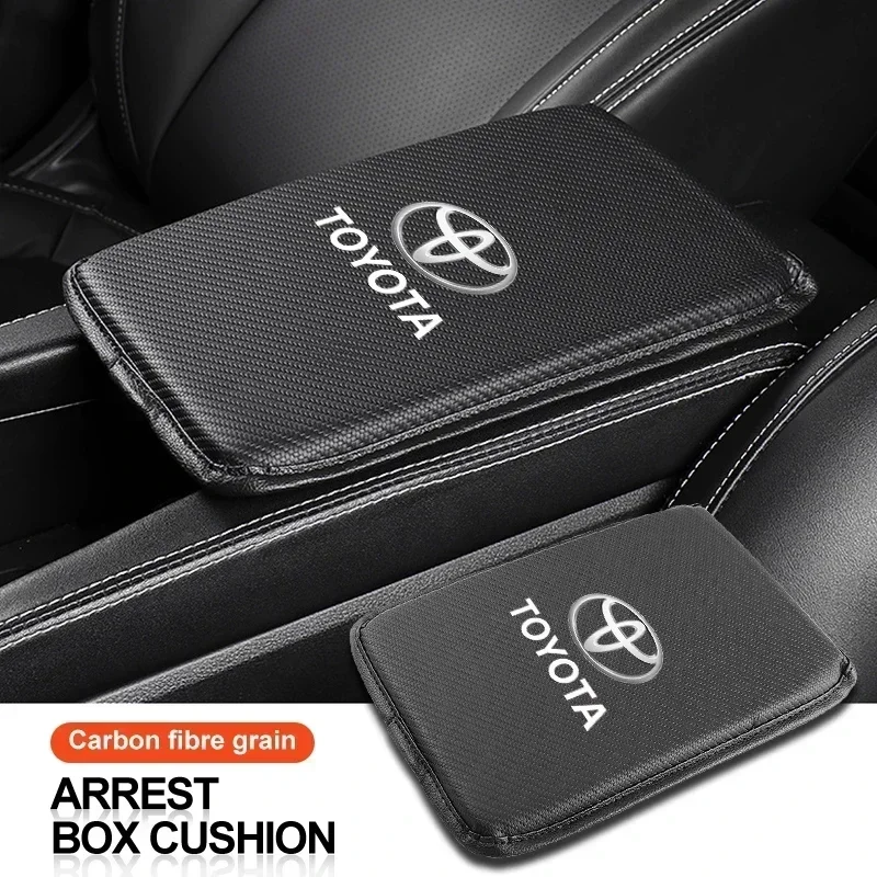 For Toyota Car Armrest Box Mats Leather Center Console Covers Interior Accessories For Toyota Prado Yaris Hilux Verso Fortuner S