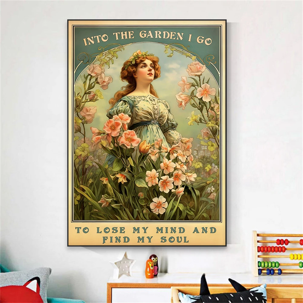 Vintage Flower Shop Poster Retro Illustration Prints To Lose My Mind And Find My Soul Quotes Canvas Painting Living Room Decor