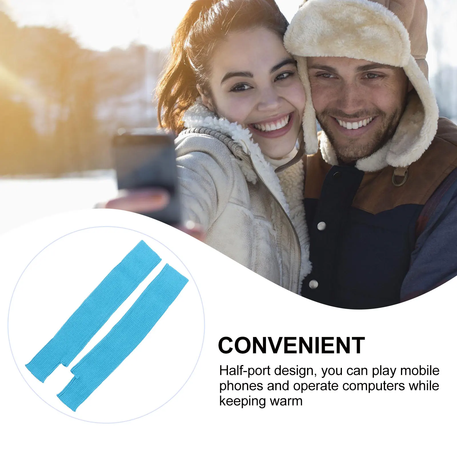 

1Pair Winter Wool Gloves Arm Sleeves Thumb Hole Oversleeves Soft Elastic Long Fingerless Gloves for Cold Weather Activities